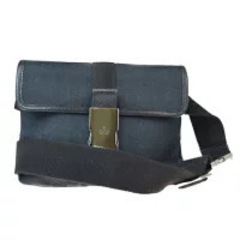 Gucci Waist Pouch Clutch Bag GG Black Canvas Leather